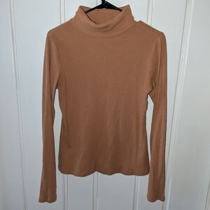 Ribbed Tan Turtleneck Sweater